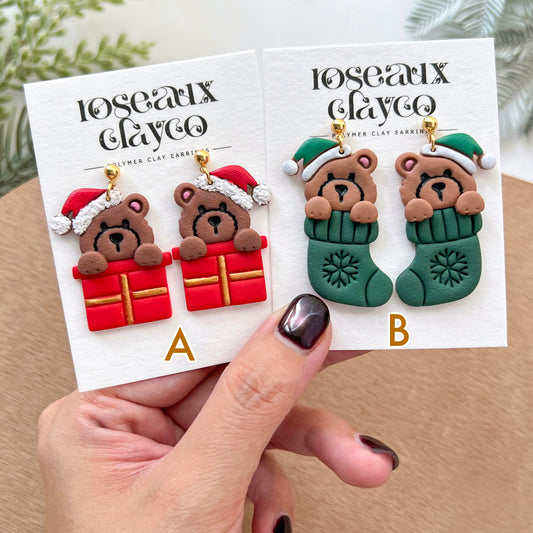 Cute Winter Animal Polymer Clay Earrings
