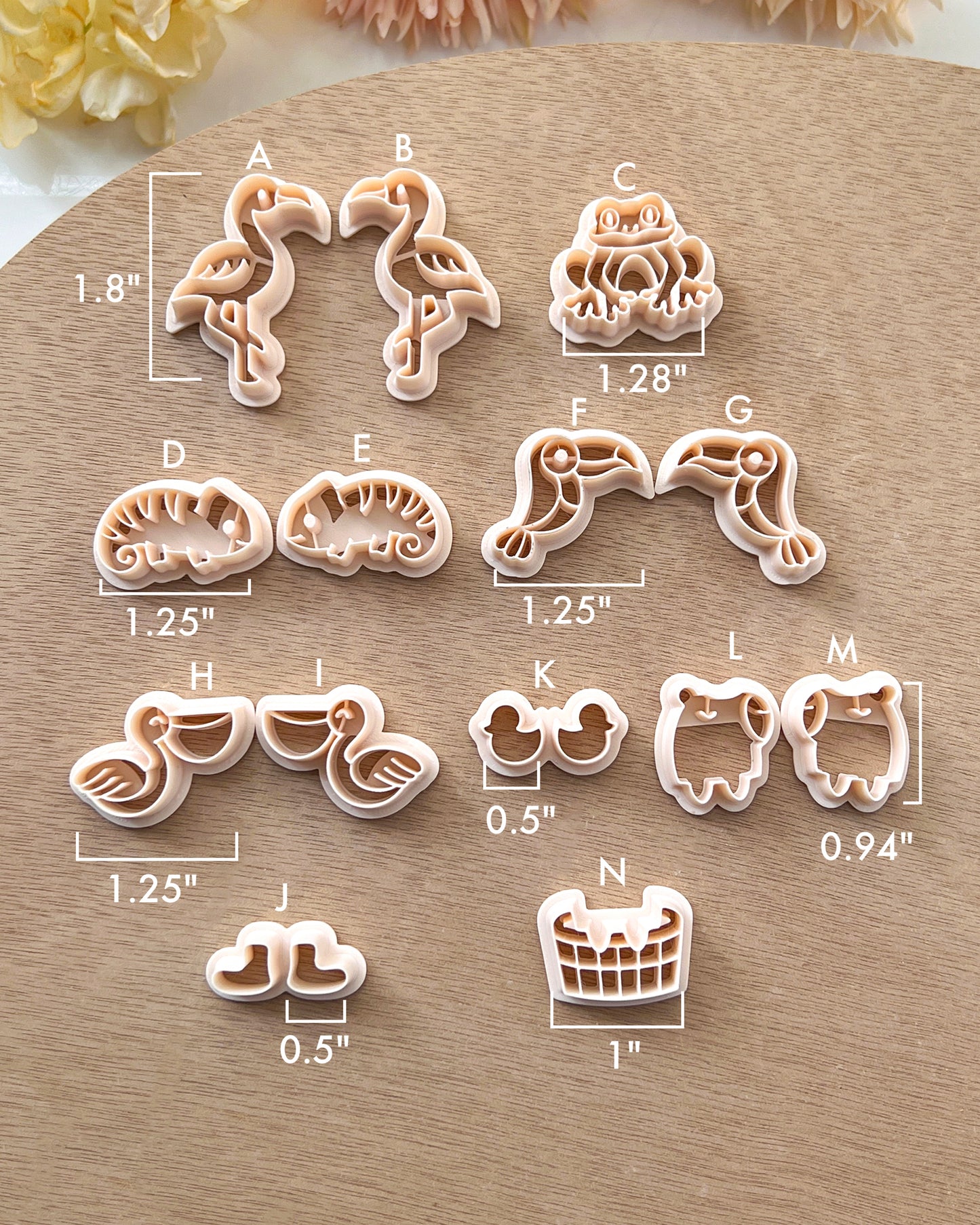 Animal Polymer Clay Cutters | Summer Clay Cutters | Polymer Clay Earring Cutters Set | Frog | Flamingo | Toucan | Chameleon | Capybara