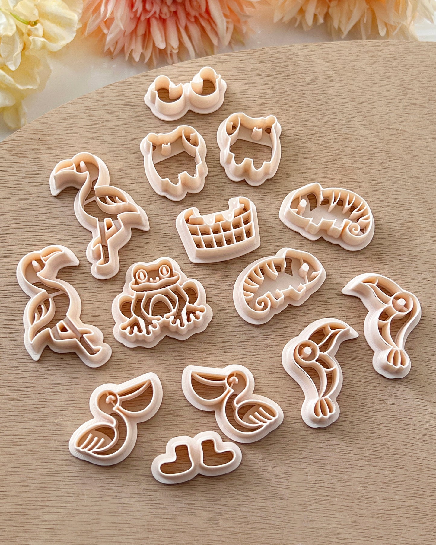 Animal Polymer Clay Cutters | Summer Clay Cutters | Polymer Clay Earring Cutters Set | Frog | Flamingo | Toucan | Chameleon | Capybara