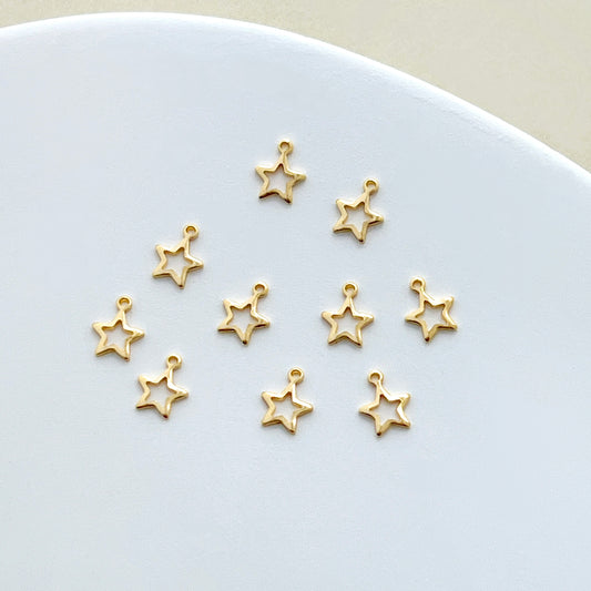 14K Gold Plated Star Charms 6mm