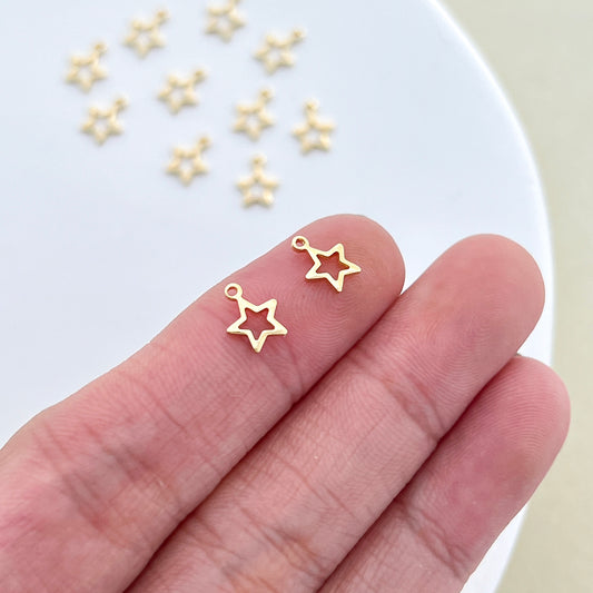 10PCS 14K Gold Plated Star Charms 6mm