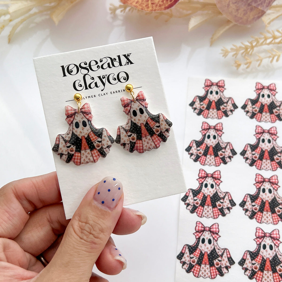 Patchwork Ghost Polymer Clay Transfer Paper & Matching Cutter