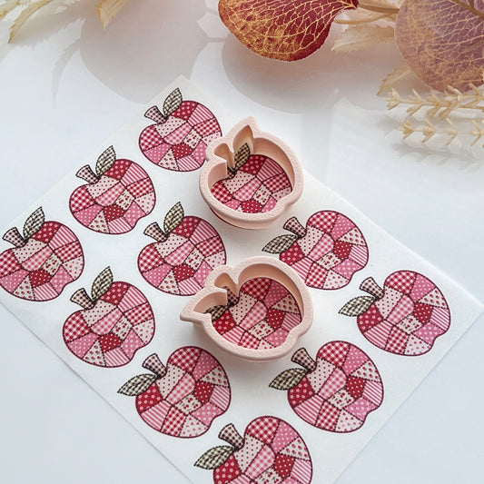 Patchwork Apple Polymer Clay Transfer Paper & Matching Cutter