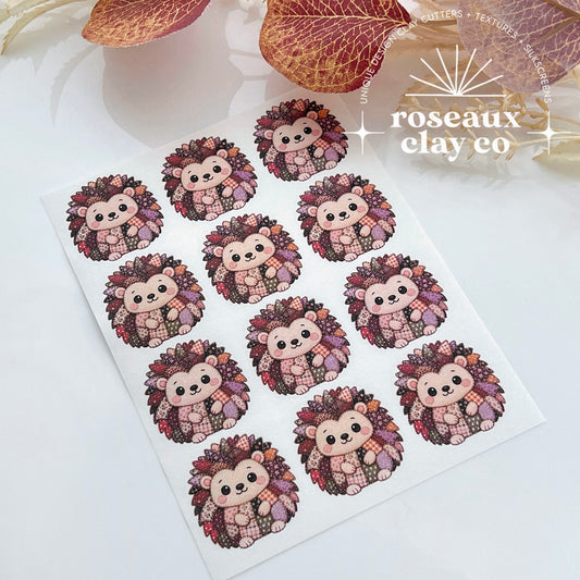 Patchwork Hedgehog Polymer Clay Transfer Paper & Matching Cutter