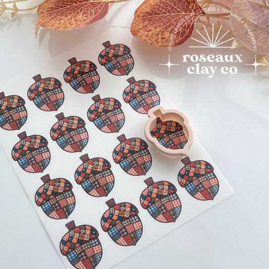 Patchwork Acorn Polymer Clay Transfer Paper & Matching Cutter