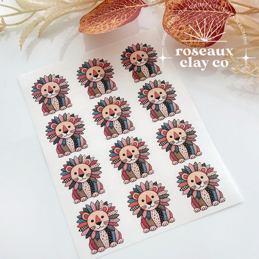 Patchwork Lion Polymer Clay Transfer Paper & Matching Cutter