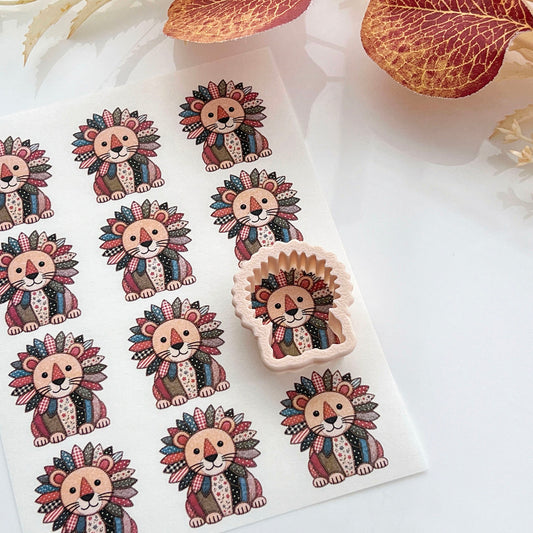 Patchwork Lion Polymer Clay Transfer Paper & Matching Cutter