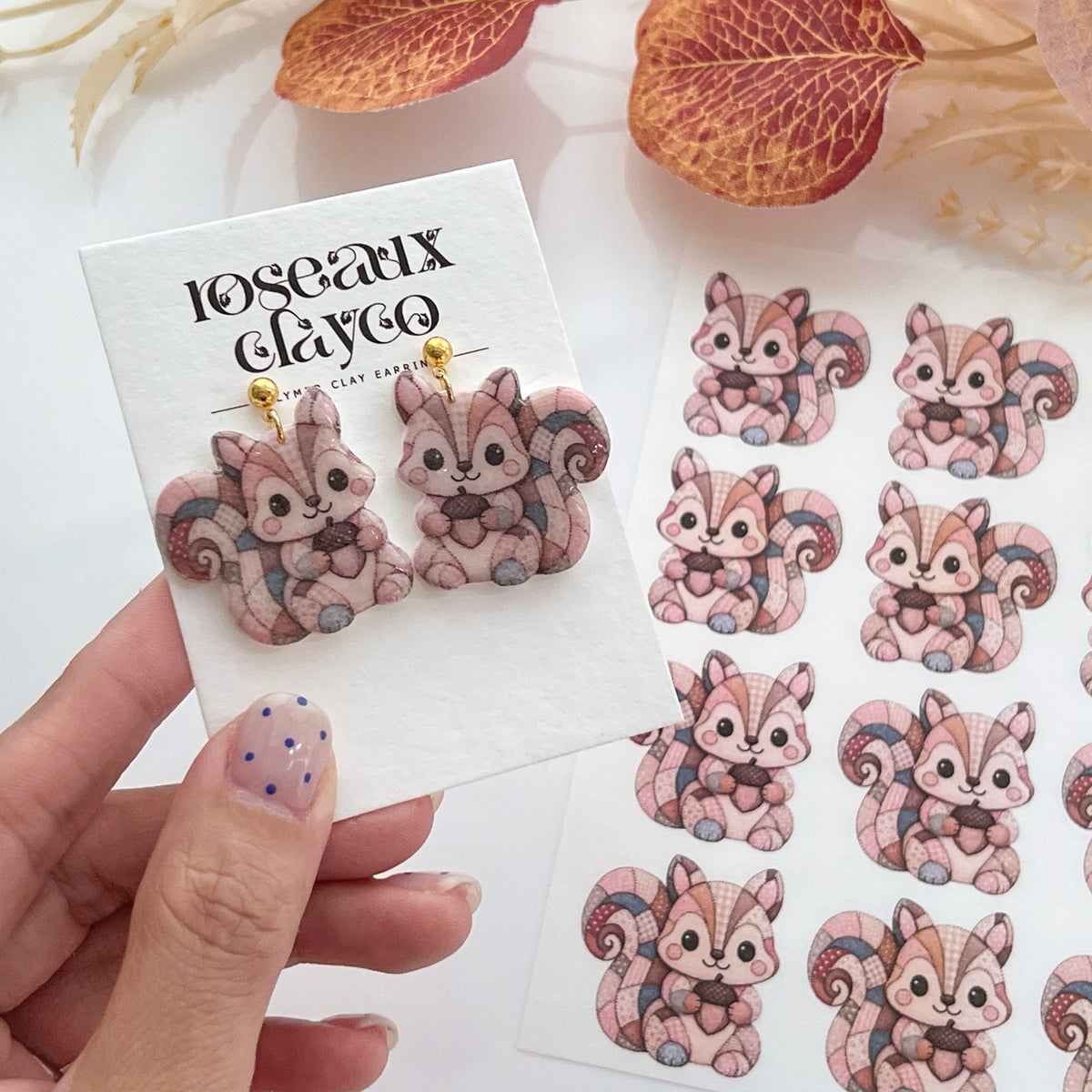 Patchwork Squirrel Polymer Clay Transfer Paper & Matching Cutter