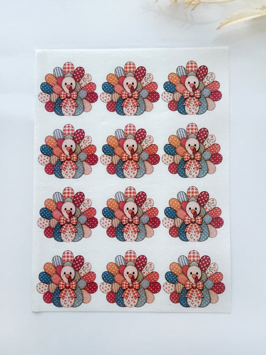 Patchwork Turkey Polymer Clay Transfer Paper & Matching Cutter