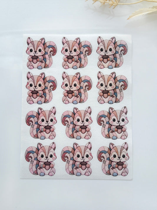 Patchwork Squirrel Polymer Clay Transfer Paper & Matching Cutter