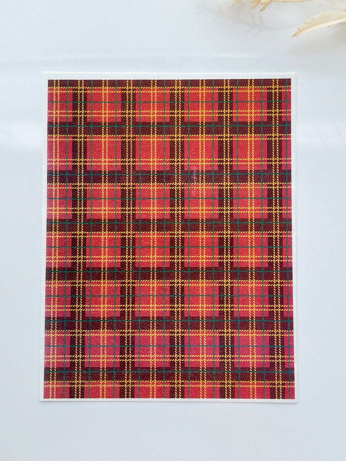 Red Tartan Plaid Clay Transfer Sheet