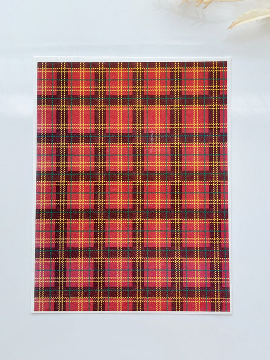Red Tartan Plaid Clay Transfer Sheet