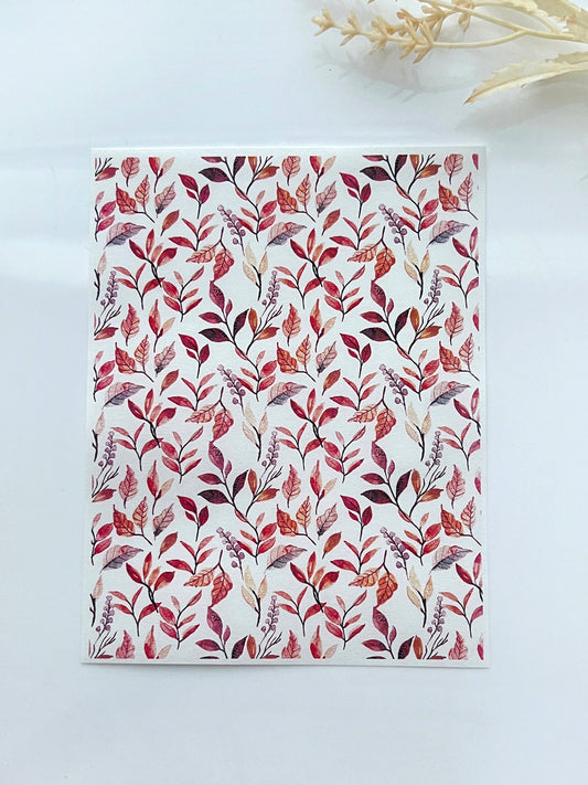 Watercolor Fall Leaves Clay Transfer Paper