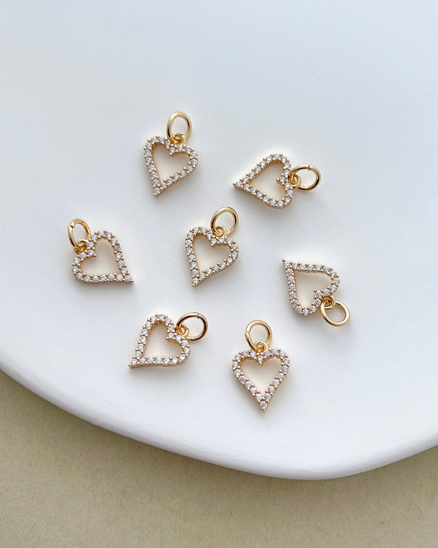 14K Gold Filled Zircon Heart Charms