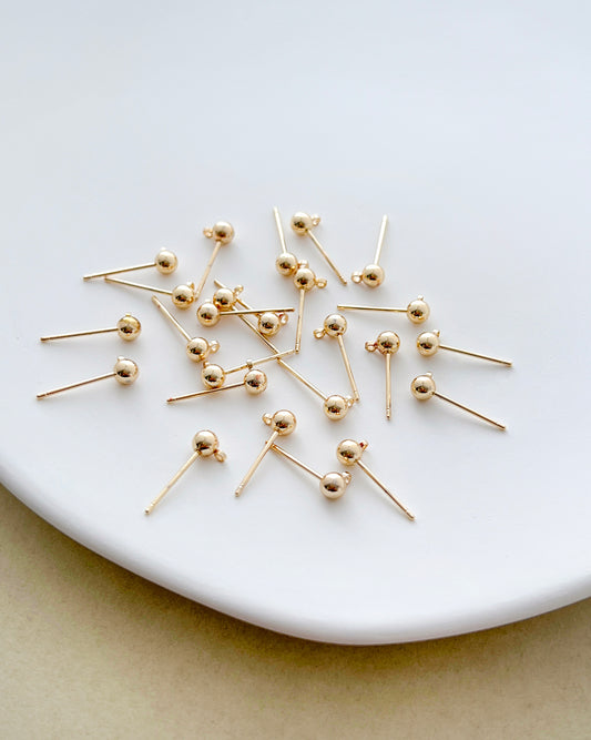 14K Gold Filled Ball Earring Posts with Loop
