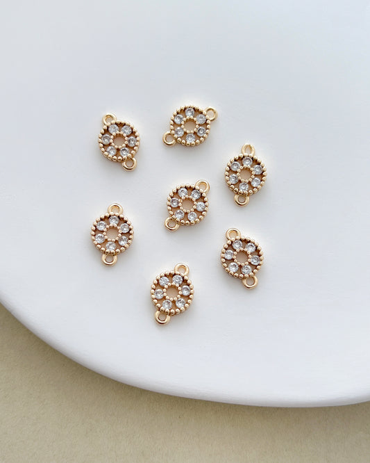 14K Gold Filled Round Zircon Connectors