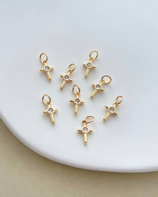 14K Gold Filled Zircon Cross Earring Charms