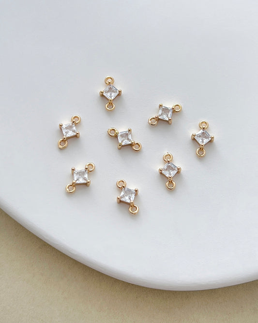 14K Gold Filled Square Zircon Connectors