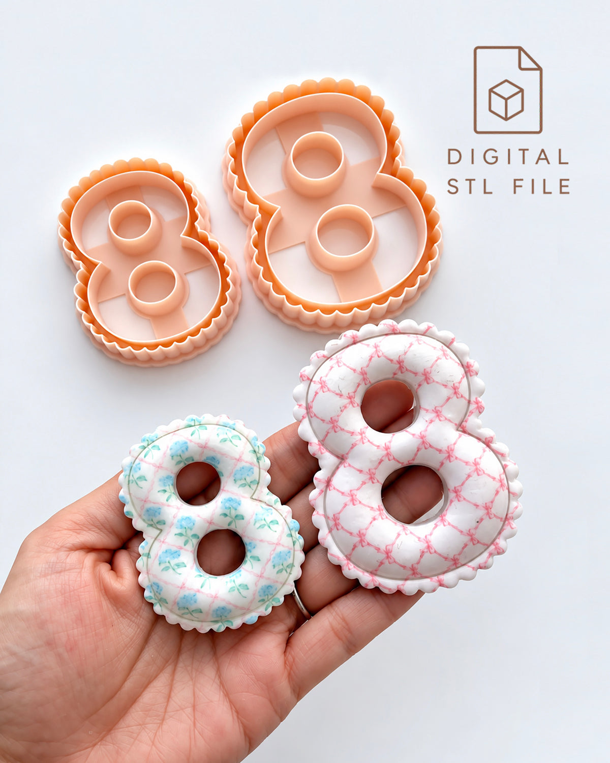 Scalloped Numbers Polymer Clay Cutter STL Files | Individual Number