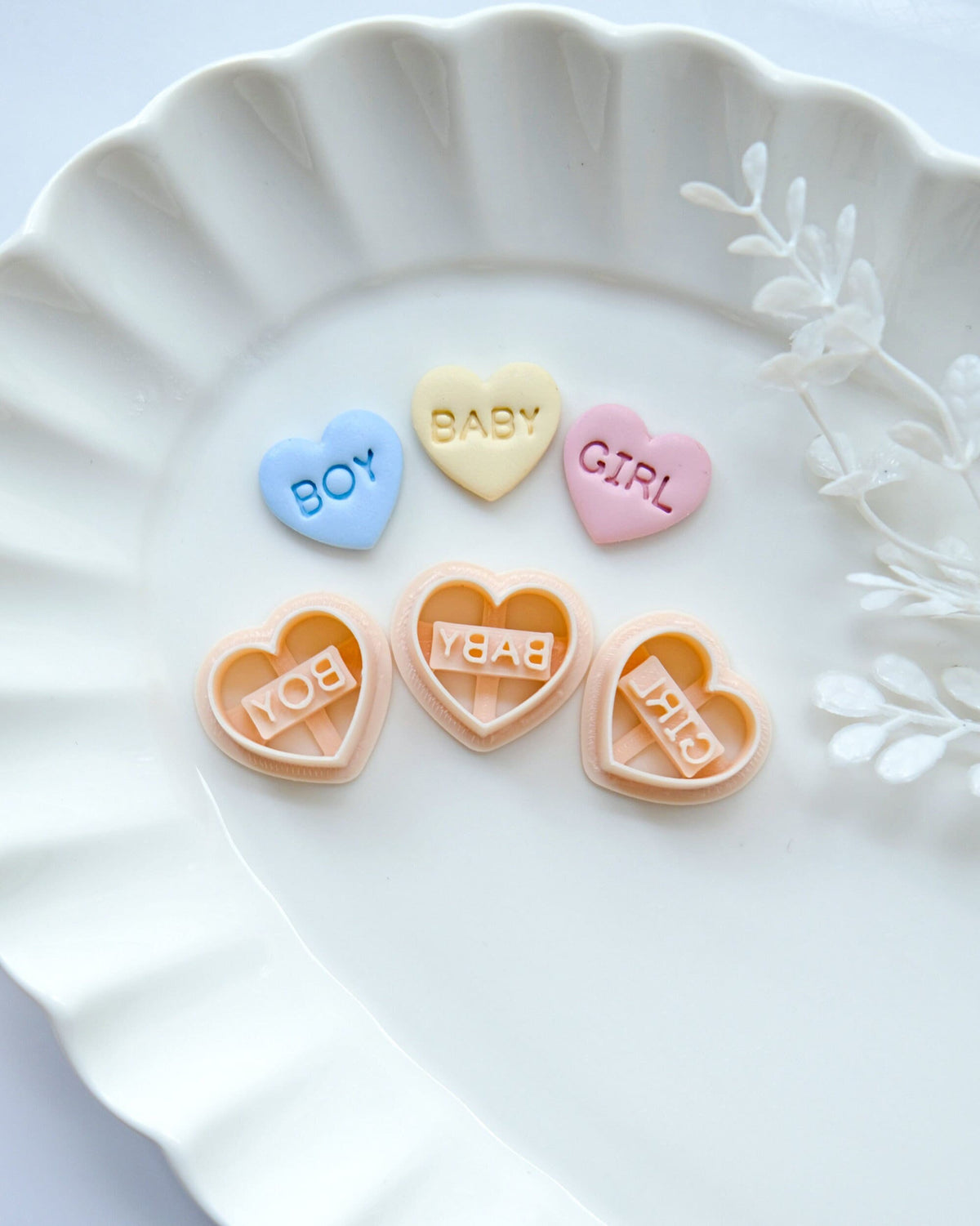 Baby Boy Girl Heart Polymer Clay Cutters