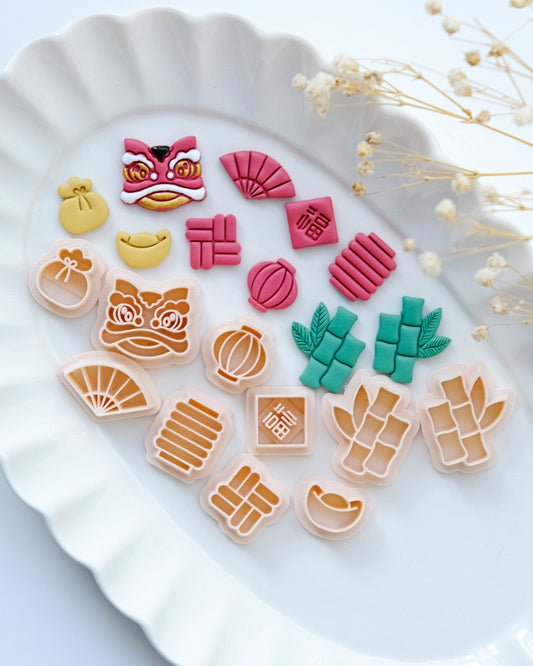 Chinese New Year Clay Cutters | Polymer Clay Cutters | Jewelry Making | Stud Clay Cutters | Earring Cutters | Lion Dance | Gold Ingot