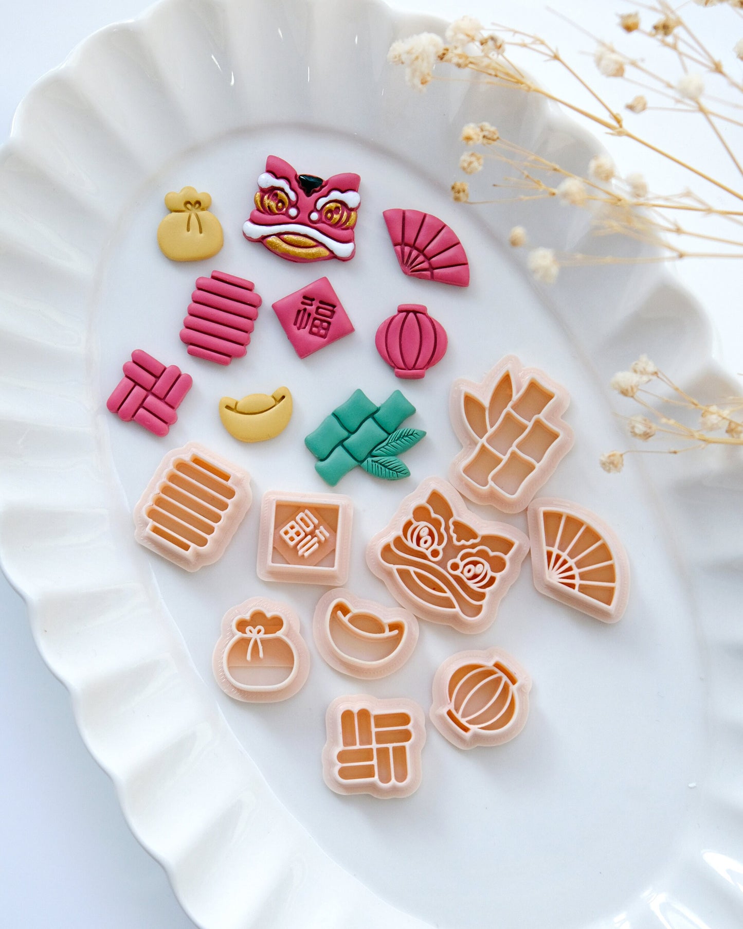 Chinese New Year Clay Cutters | Polymer Clay Cutters | Jewelry Making | Stud Clay Cutters | Earring Cutters | Lion Dance | Gold Ingot