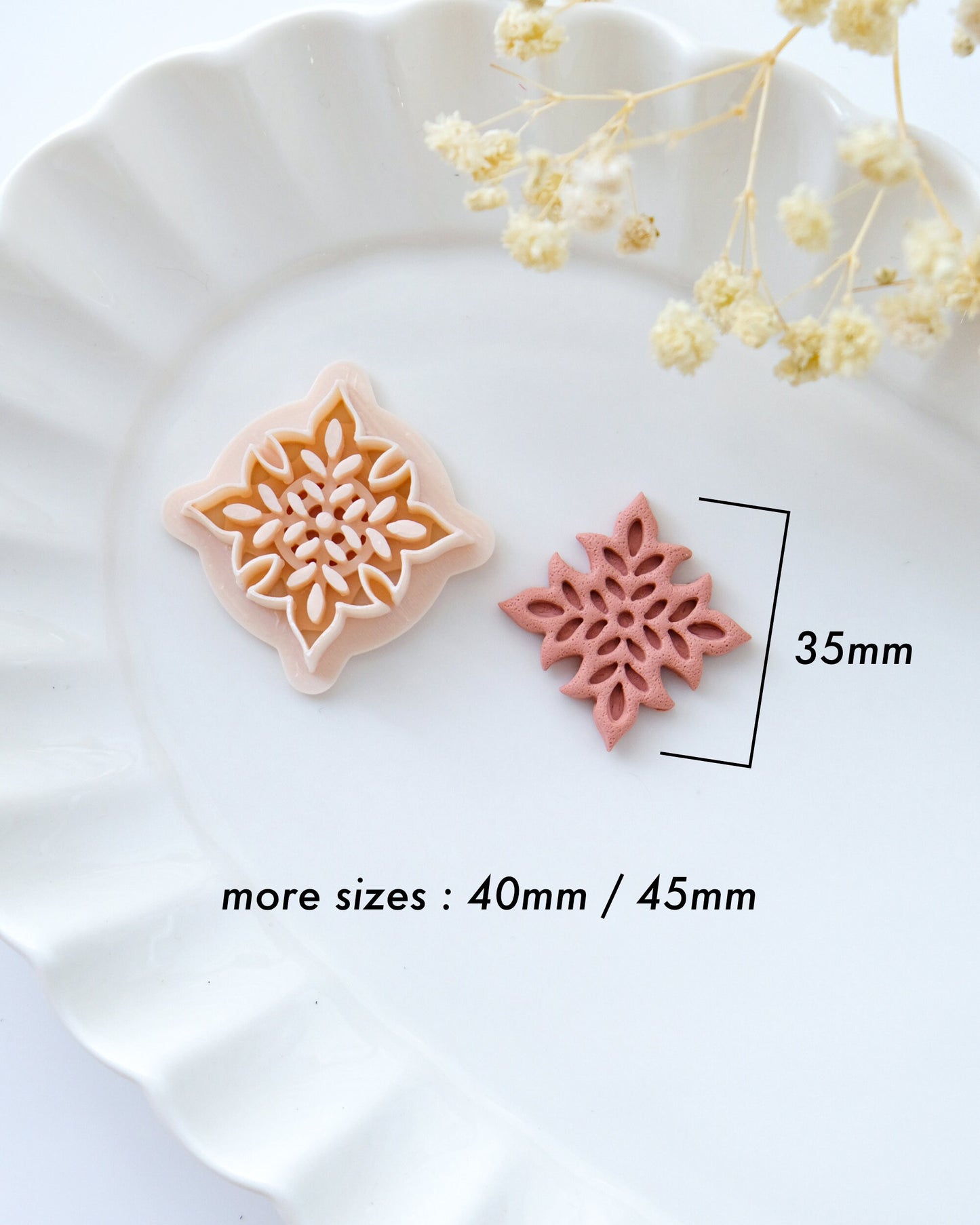 Embossing Square Spring Clay Cutters | Ornate Dangle Polymer Clay Cutters
