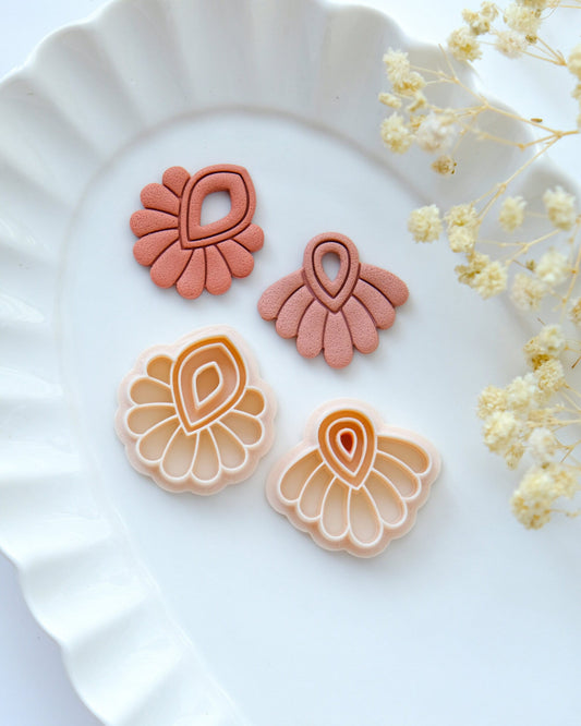 Cutout Scalloped Fan Polymer Clay Cutters | Art Deco Clay Cutters | Embossing Fan Shape Cutters | Earring Making | Clay Tools