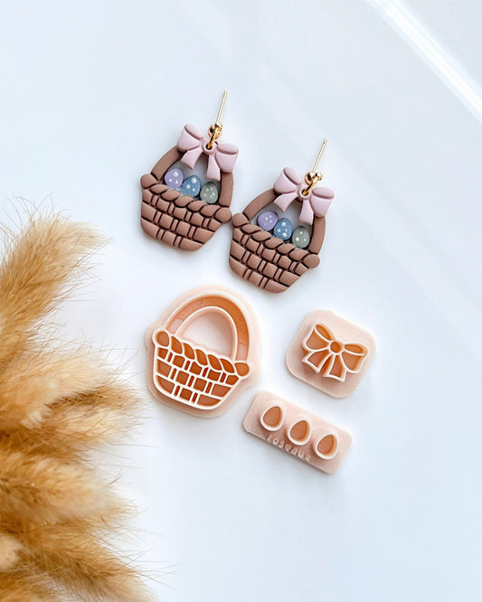 Easter Basket Polymer Clay Cutters | Easter Clay Cutters | Spring Clay Cutters for Earring Making