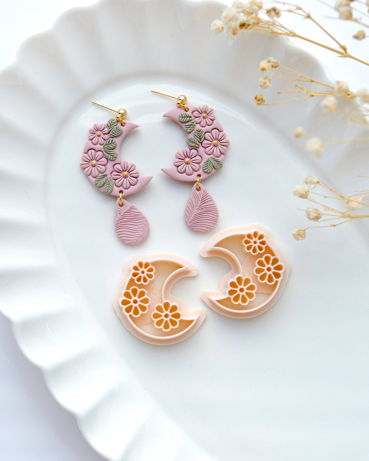 Floral Moon Polymer Clay Cutters