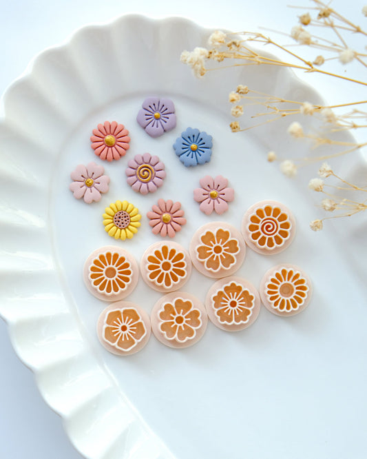 Summer Flower Stud Polymer Clay Cutters | Spring Clay Cutters | Flower Cutters for Earring Making | 3d Printed Cutter | Clay Tools