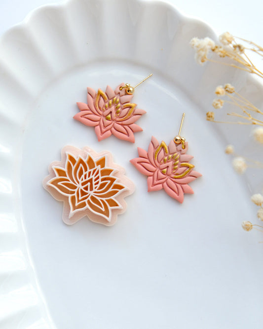 Boho Lotus Polymer Clay Cutter | Spring Clay Cutter | Clay Earring Cutter | 3d Printed Cutter