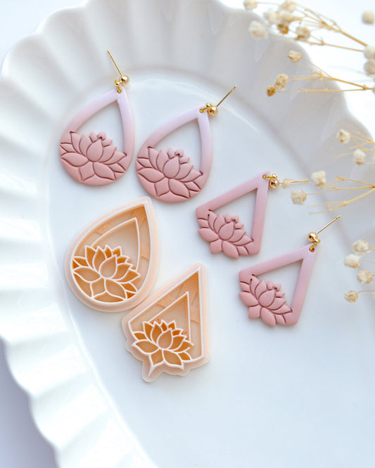 Lotus Teardrop Polymer Clay Cutters | Boho Clay Cutter | Spring Clay Cutter | Clay Earring Cutter | 3d Printed Cutters