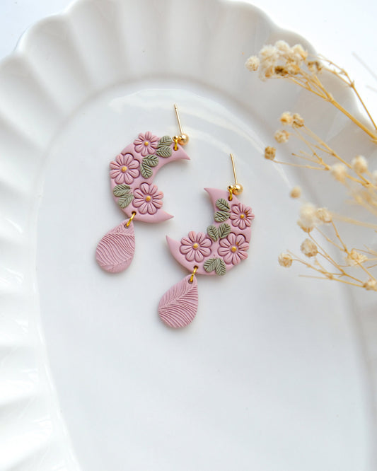 Flower Moon Polymer Clay Cutters | Spring Clay Cutters | Floral Clay Cutters for Earring Making | 3d Printed Cutter