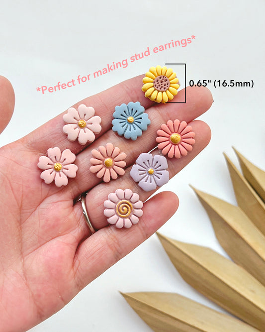 Summer Flower Stud Polymer Clay Cutters | Spring Clay Cutters | Flower Cutters for Earring Making | 3d Printed Cutter | Clay Tools