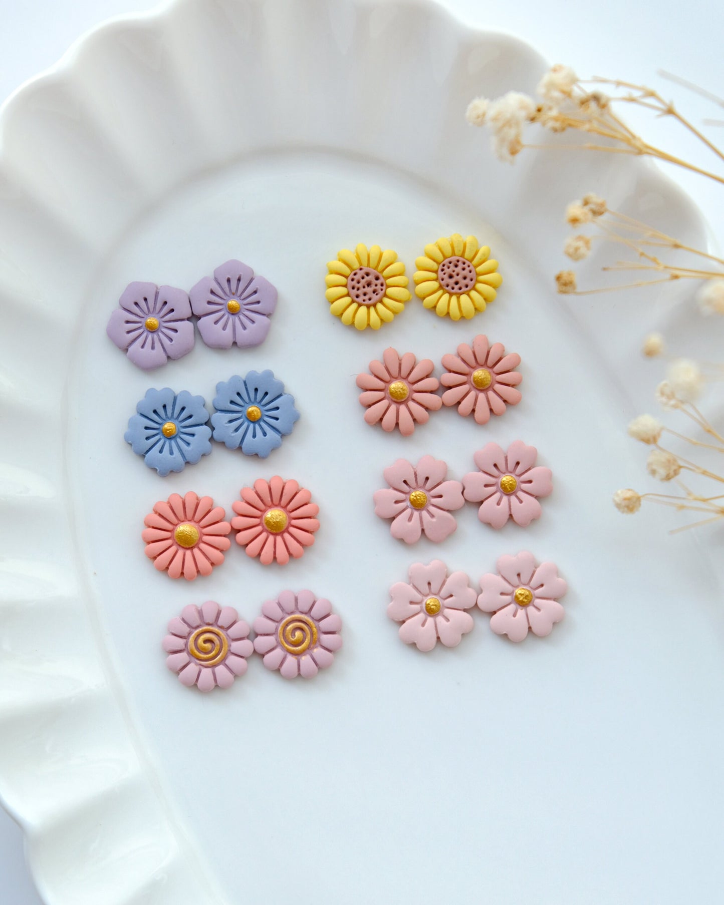 Summer Flower Stud Polymer Clay Cutters | Spring Clay Cutters | Flower Cutters for Earring Making | 3d Printed Cutter | Clay Tools