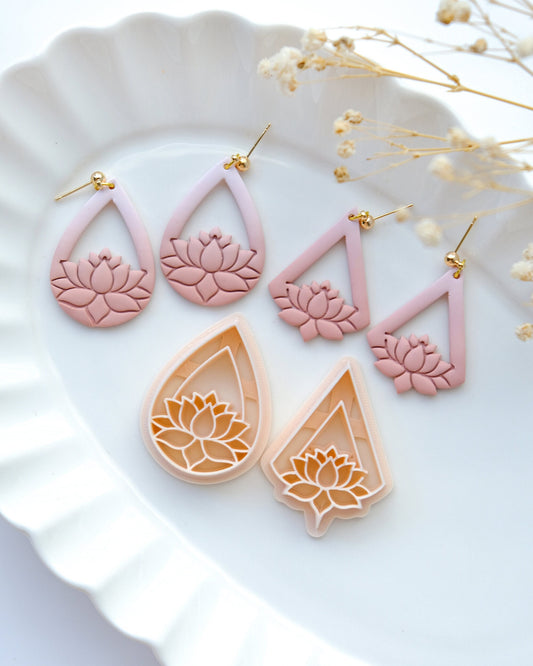 Lotus Teardrop Polymer Clay Cutters | Boho Clay Cutter | Spring Clay Cutter | Clay Earring Cutter | 3d Printed Cutters