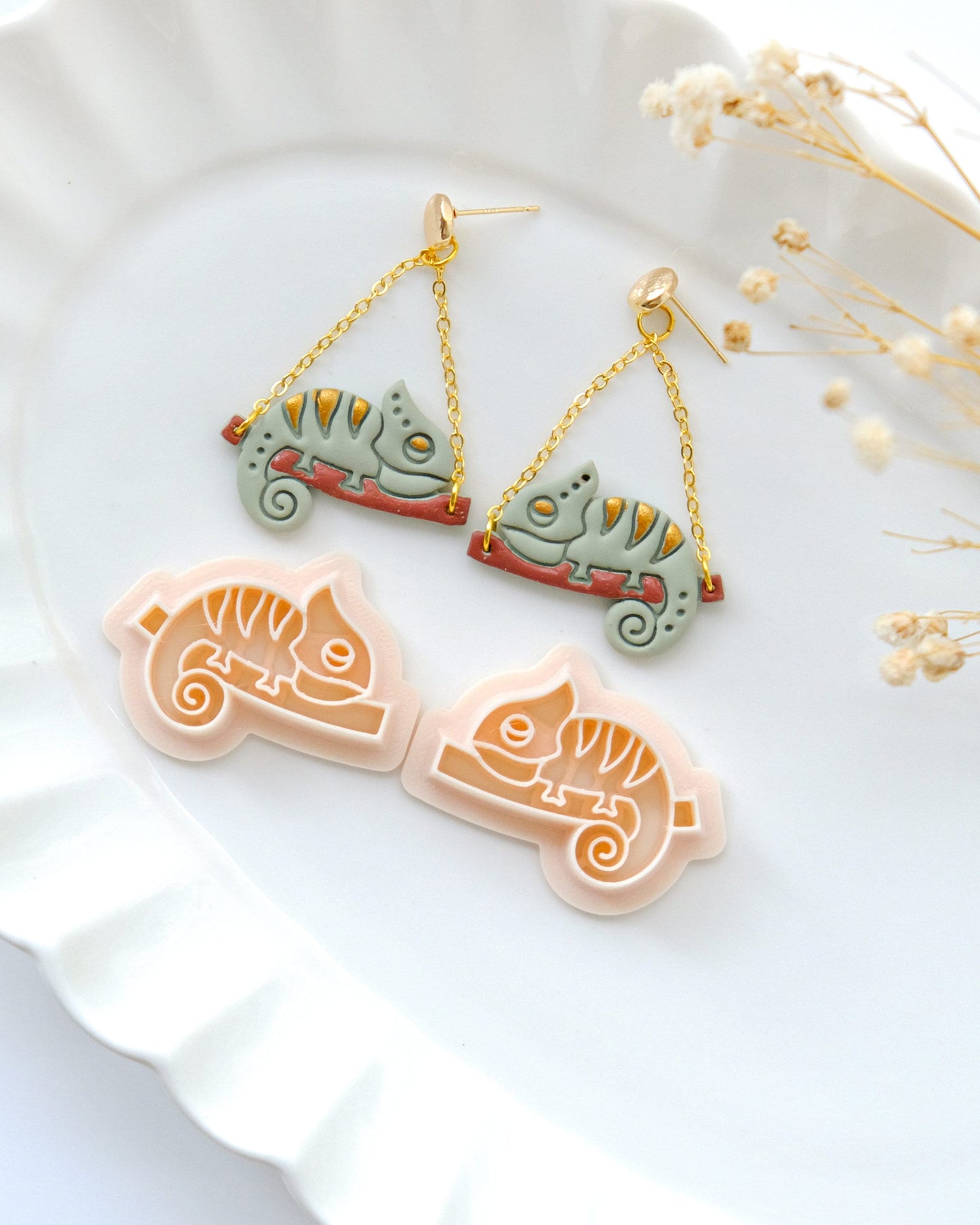 Chameleon Polymer Clay Cutters | Summer Animal Clay Earring Cutters
