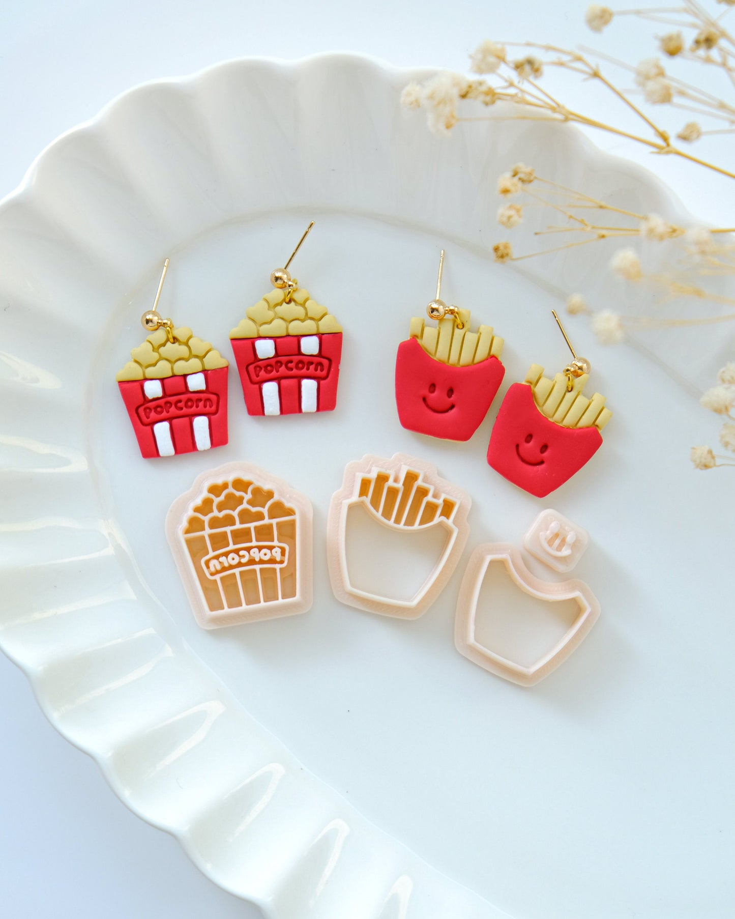 Cute Food Polymer Clay Cutters | Summer Clay Cutters | Clay Earring Cutters | Polymer Clay Earring Cutter | Popcorn Fries