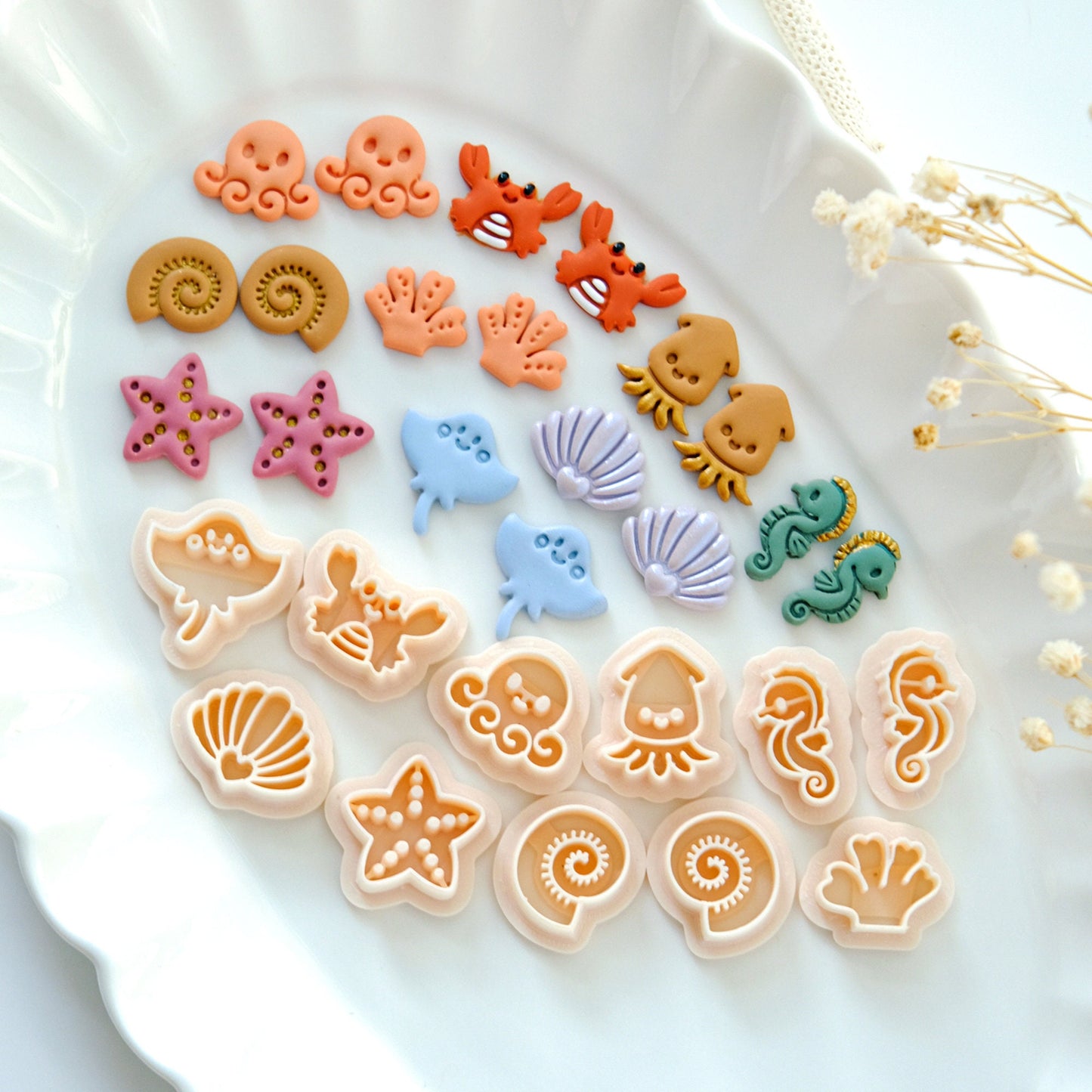 Ocean Animal Stud Polymer Clay Cutters | Summer Sea Clay Earring Cutters