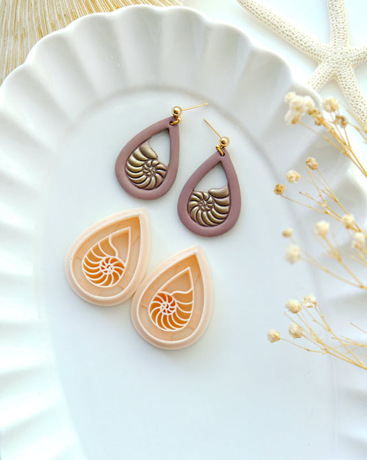 Seashell Teardrop Polymer Clay Cutter Set | Summer Ocean Flower Clay Earring Cutters