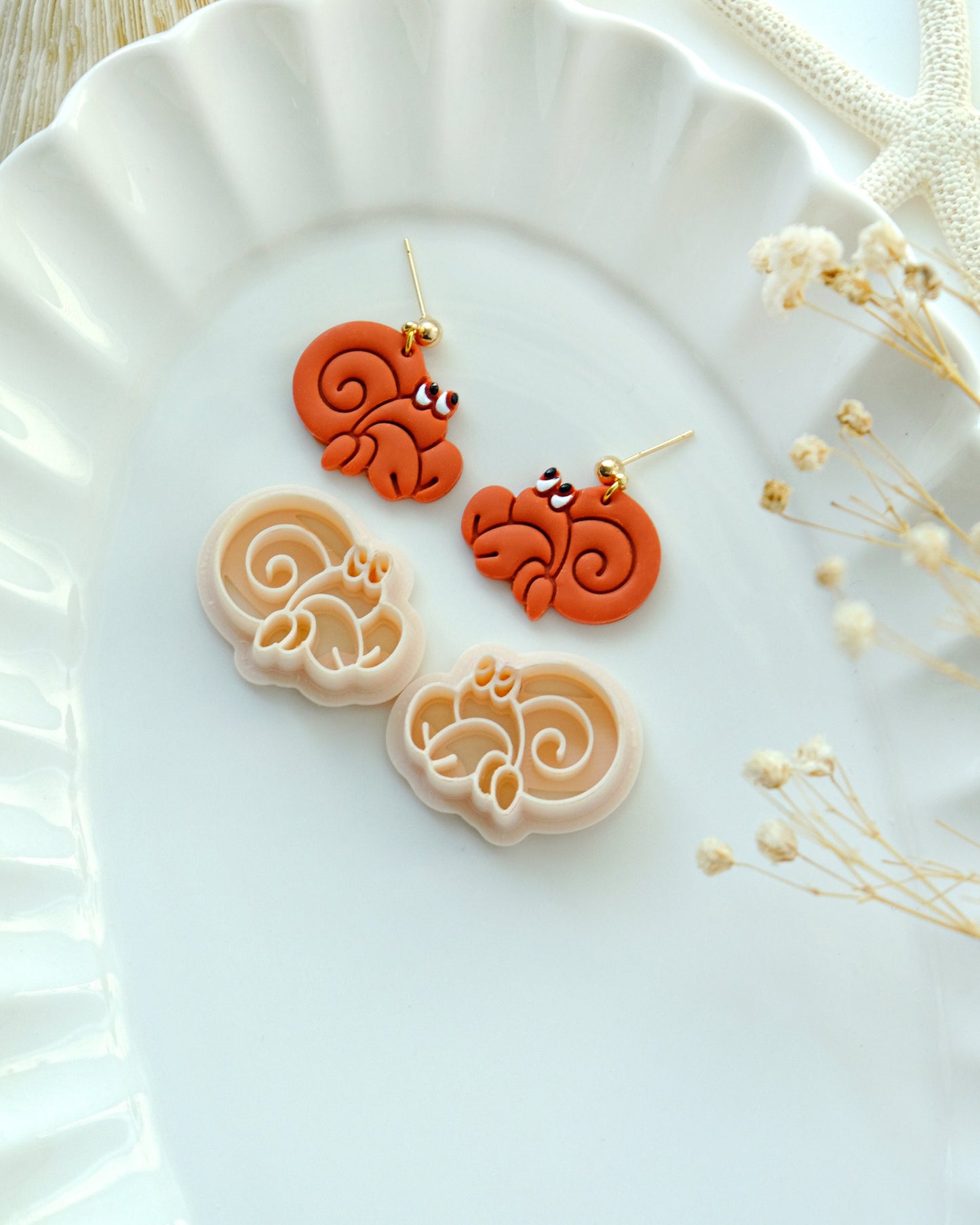 Hermit Crab Polymer Clay Cutters | Summer Ocean Clay Earring Cutters