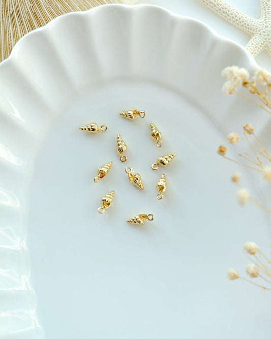 10pcs 14K Gold Plated Brass Earring Charms | Conch Charms | DIY Accessories for Jewelry Making