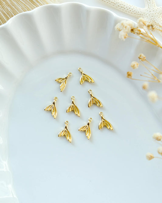 10pcs 14K Gold Plated Brass Fish Tail Earring Charms | Nautical Charms | DIY Accessories for Jewelry Making