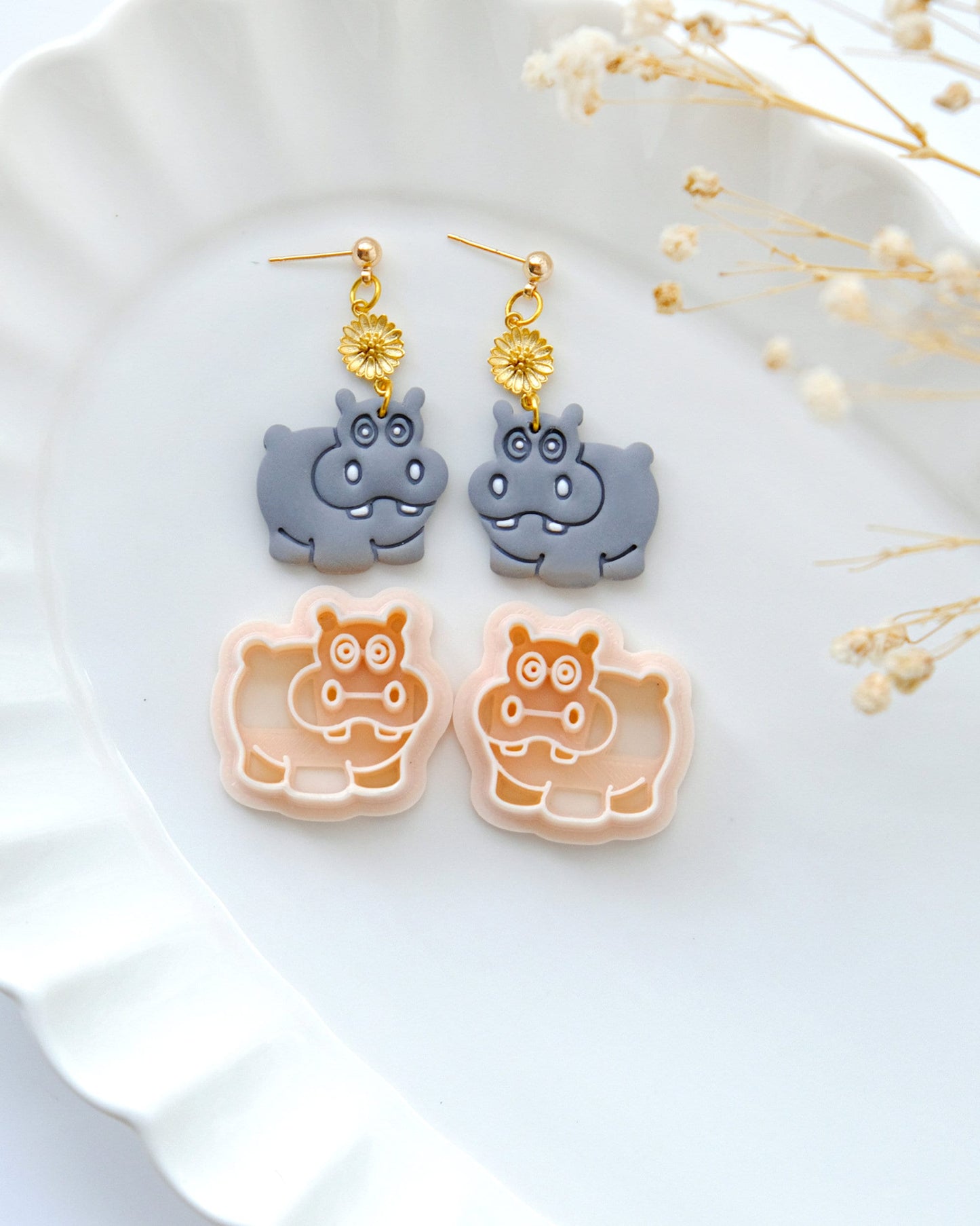 Hippo Polymer Clay Cutters | Summer Animal Clay Earring Cutters