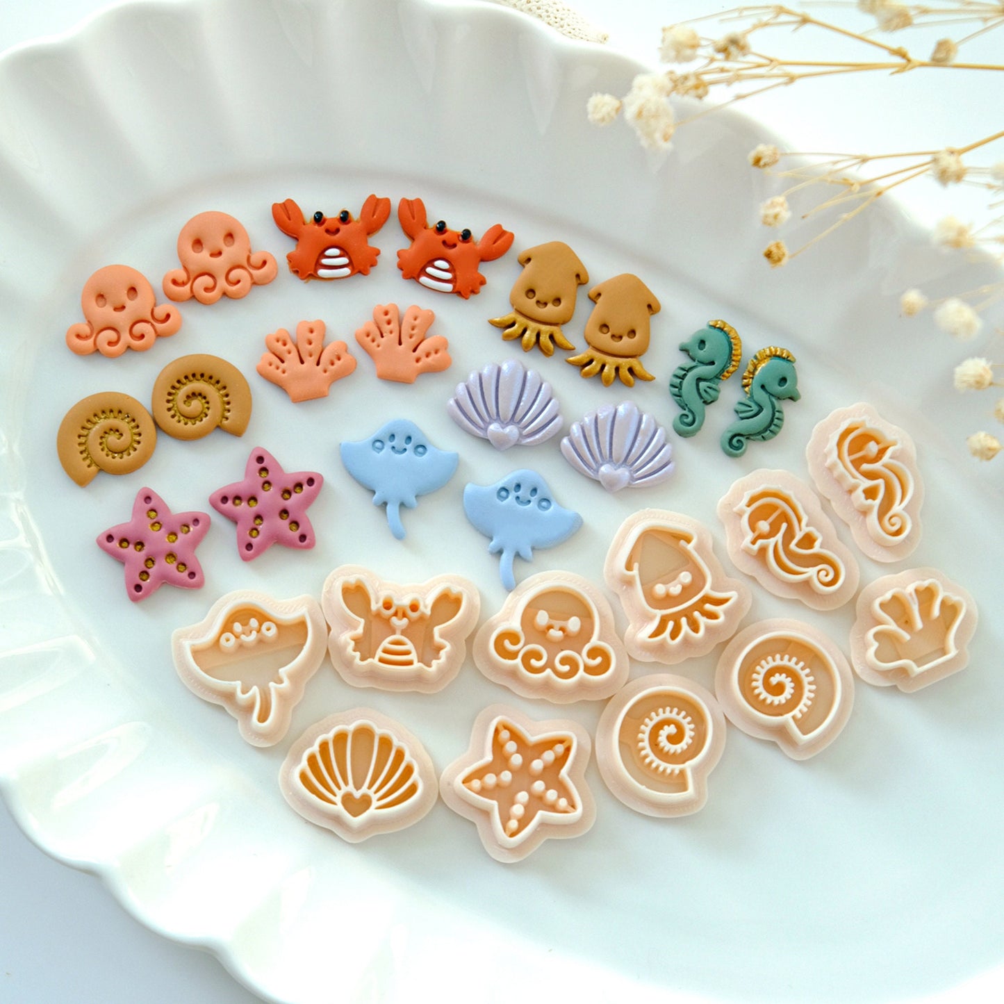 Ocean Animal Stud Polymer Clay Cutters | Summer Sea Clay Earring Cutters