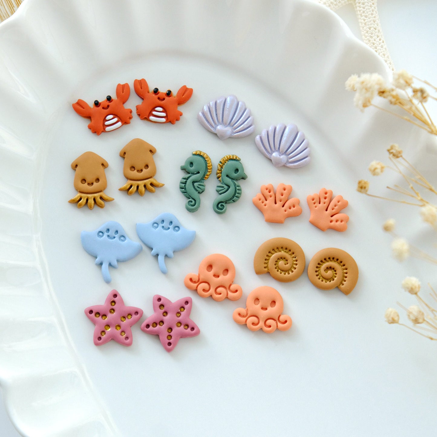 Ocean Animal Stud Polymer Clay Cutters | Summer Sea Clay Earring Cutters