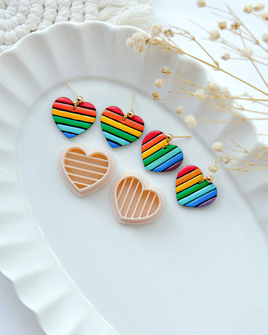 Rainbow Heart Polymer Clay Cutters | Pride Month Clay Earring Cutters for Jewelry Making