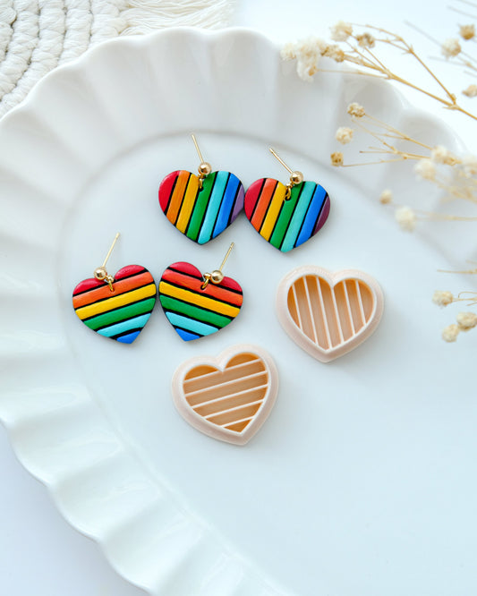 Rainbow Heart Polymer Clay Cutters | Pride Month Clay Earring Cutters for Jewelry Making