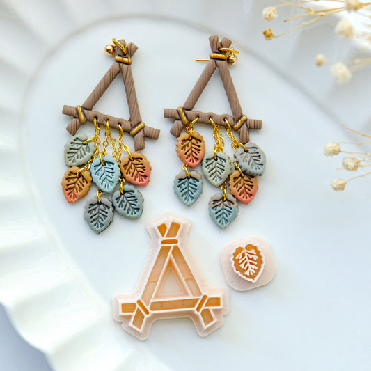 Twig Triangle Polymer Clay Cutters | Fall Mini Leaf Clay Earring Cutter for Jewelry Making